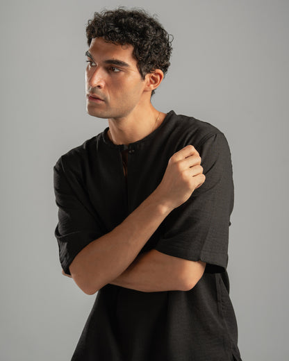 Black V Linen Shirt