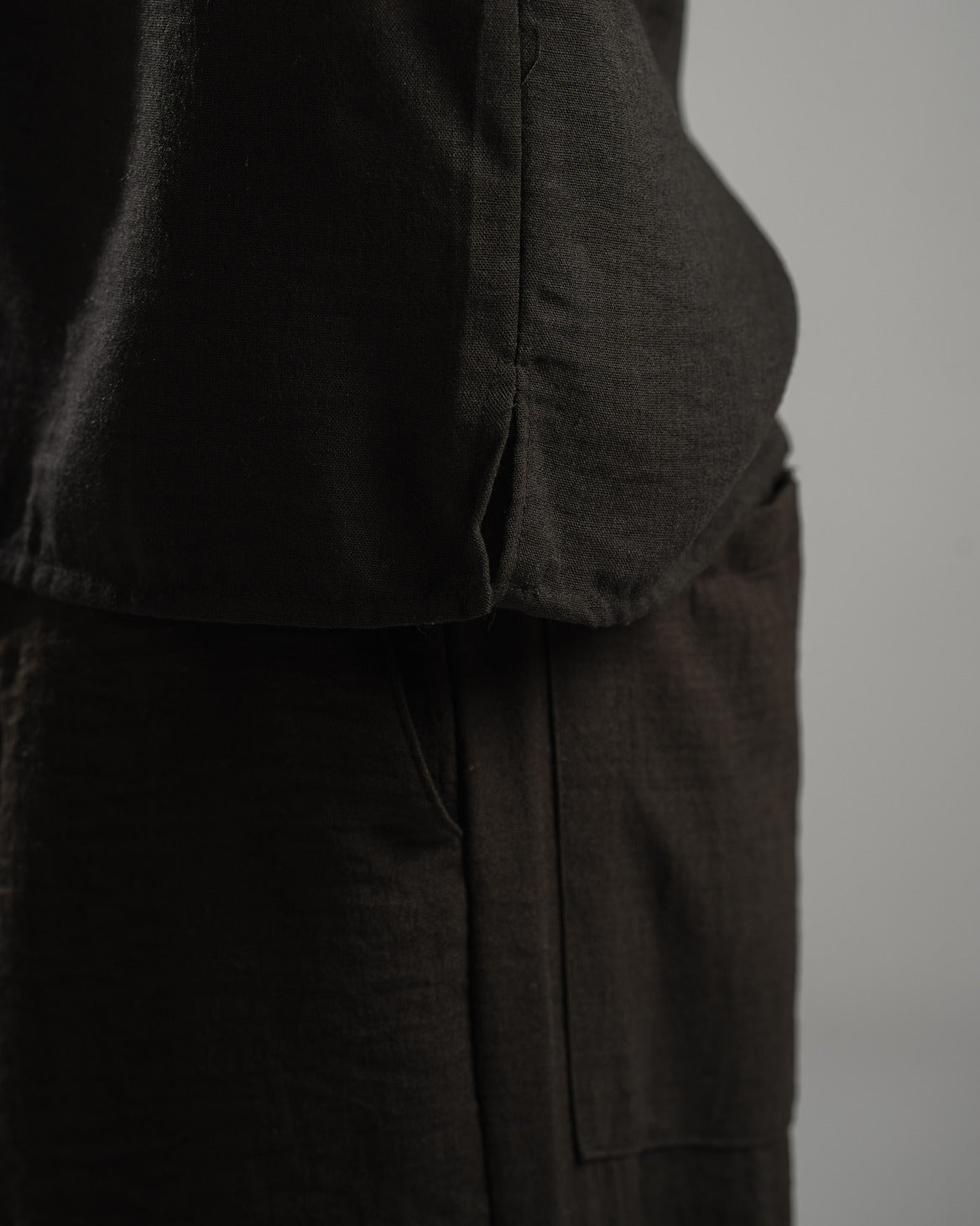 Black V Linen Shirt