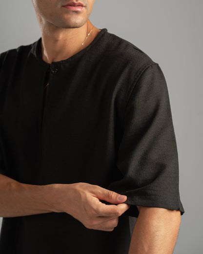 Black V Linen Shirt