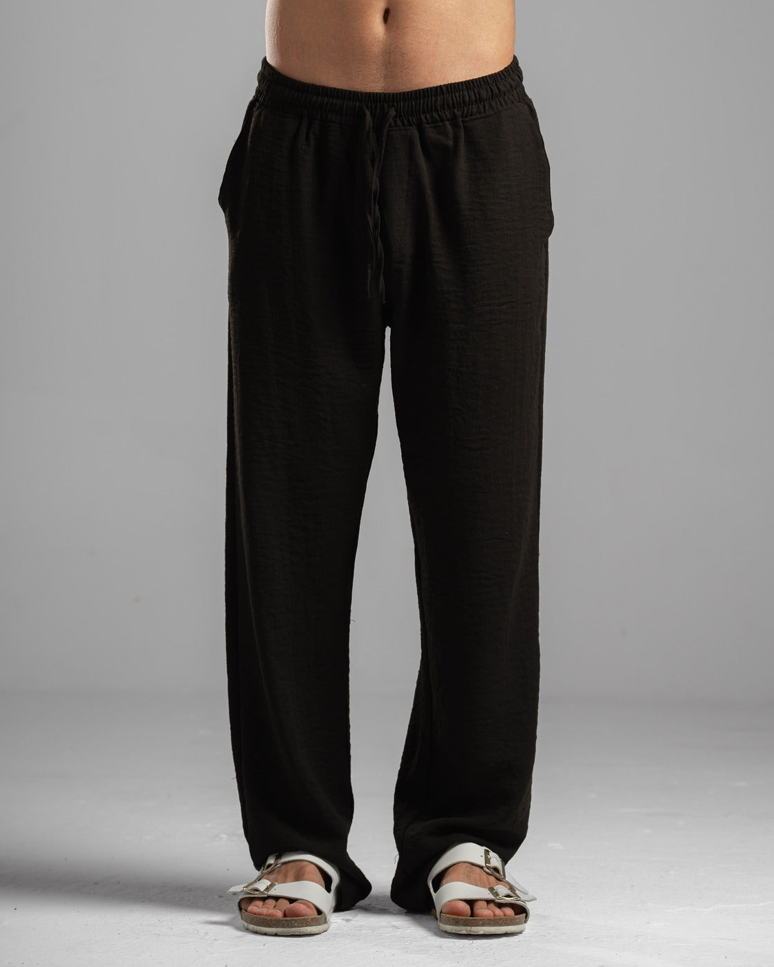 Men Linen Pants in Black
