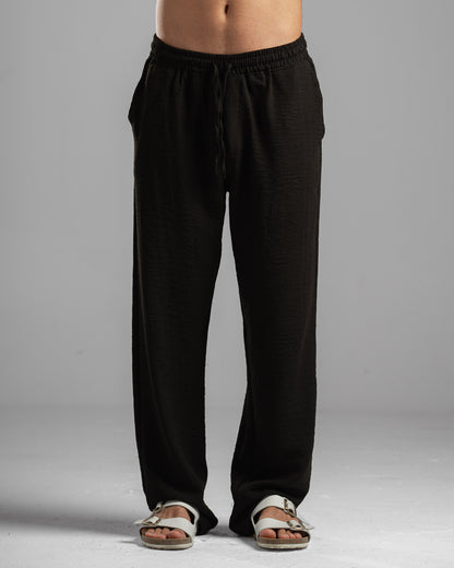 Men Linen Pants in Black