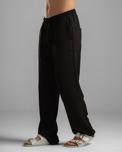 Men Linen Pants in Black