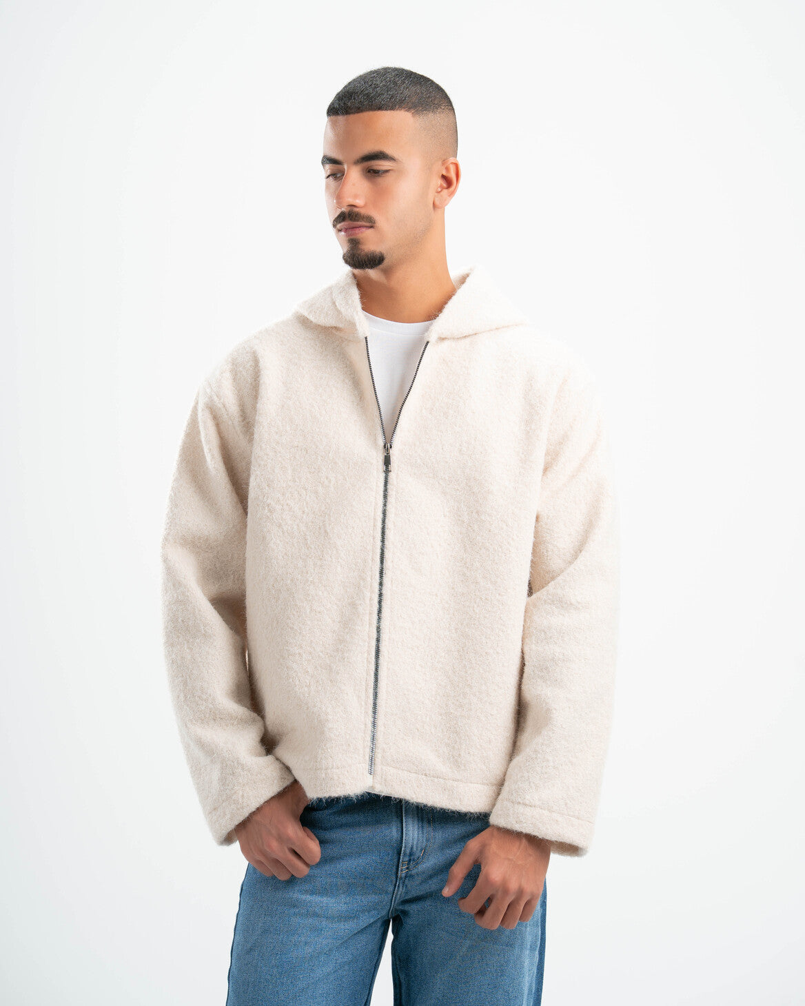 WHITE MOHAIR JACKET