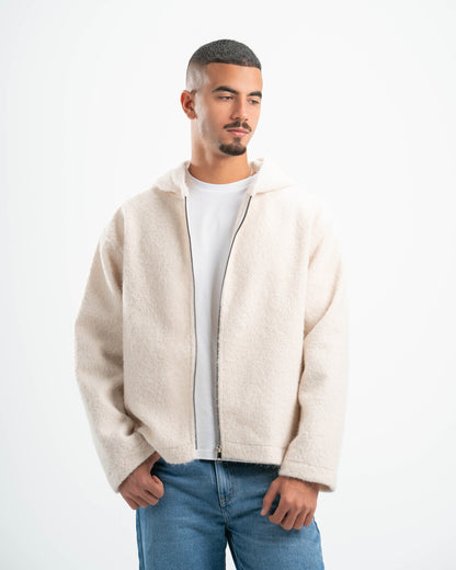 WHITE MOHAIR JACKET