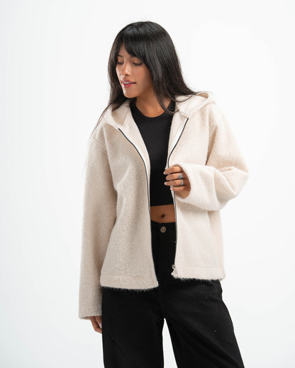 WHITE MOHAIR JACKET