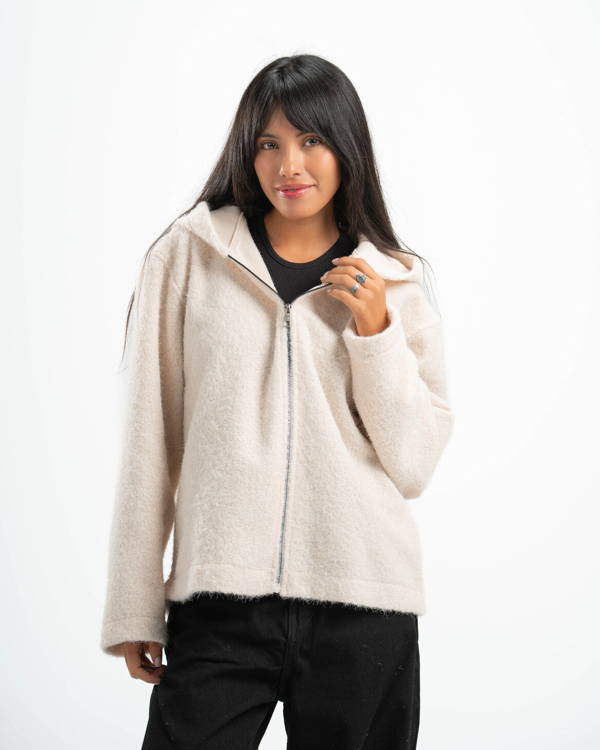 WHITE MOHAIR JACKET