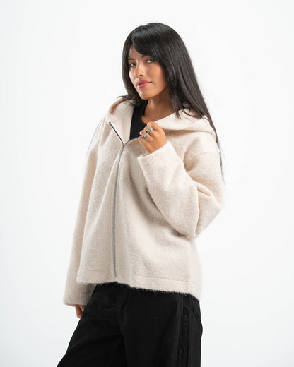 WHITE MOHAIR JACKET