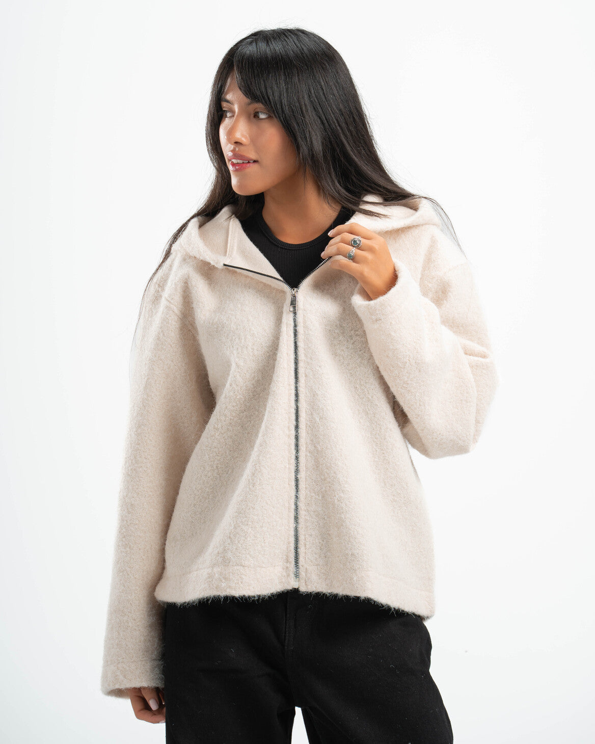 WHITE MOHAIR JACKET
