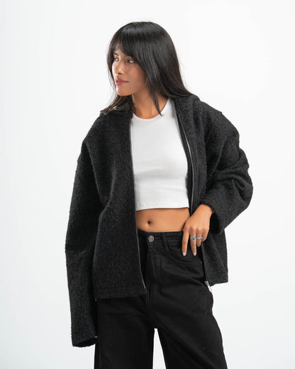 BLACK MOHAIR JACKET