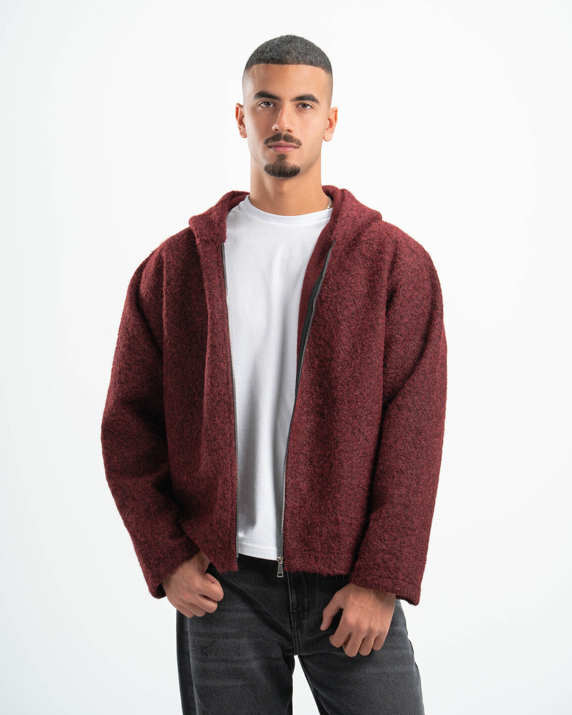 BURGUNDY MOHAIR JACKET