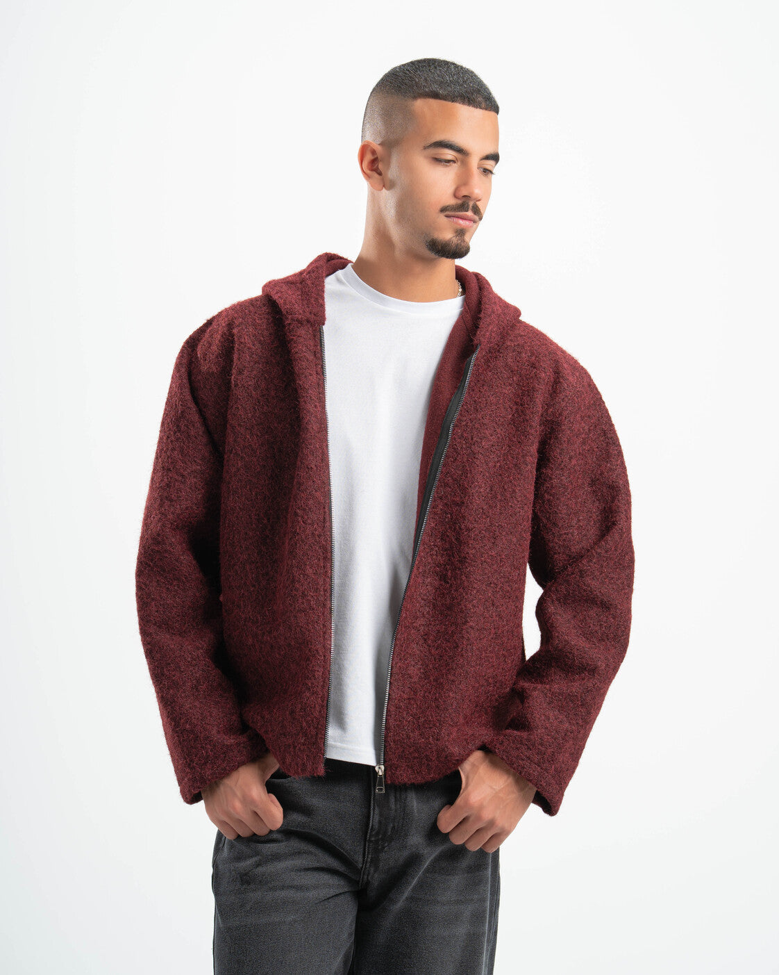 BURGUNDY MOHAIR JACKET