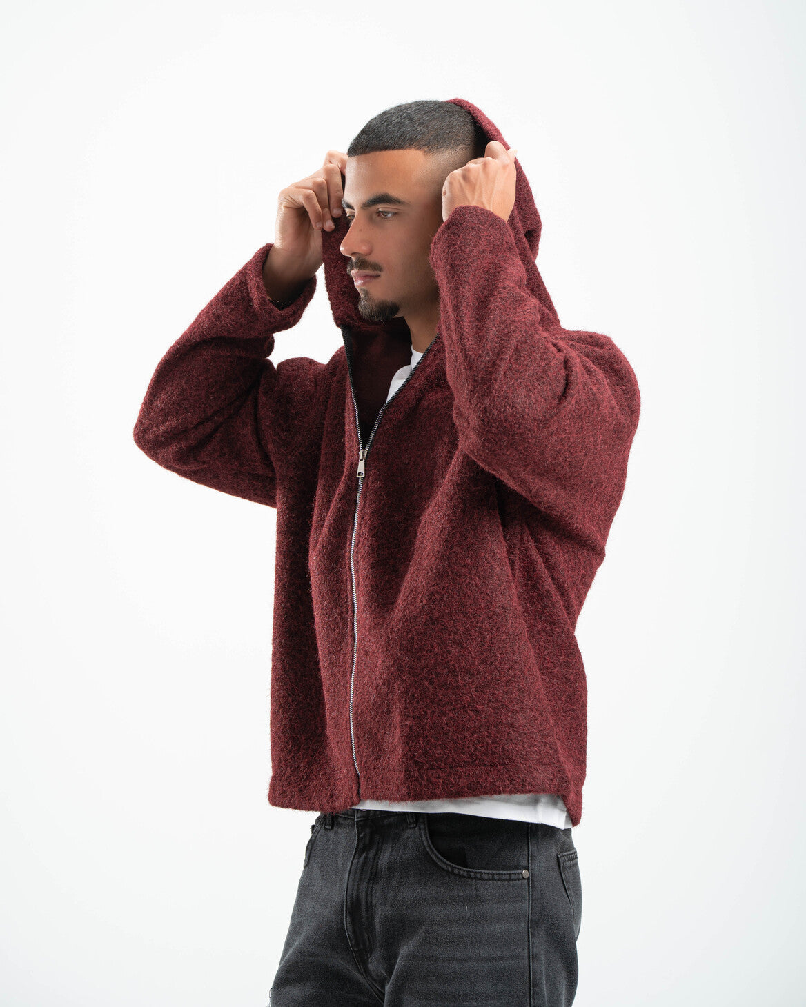 BURGUNDY MOHAIR JACKET