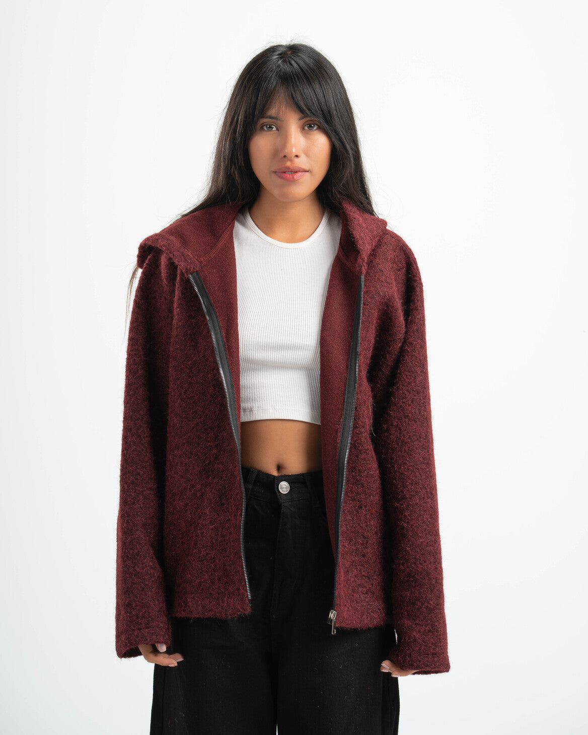 BURGUNDY MOHAIR JACKET