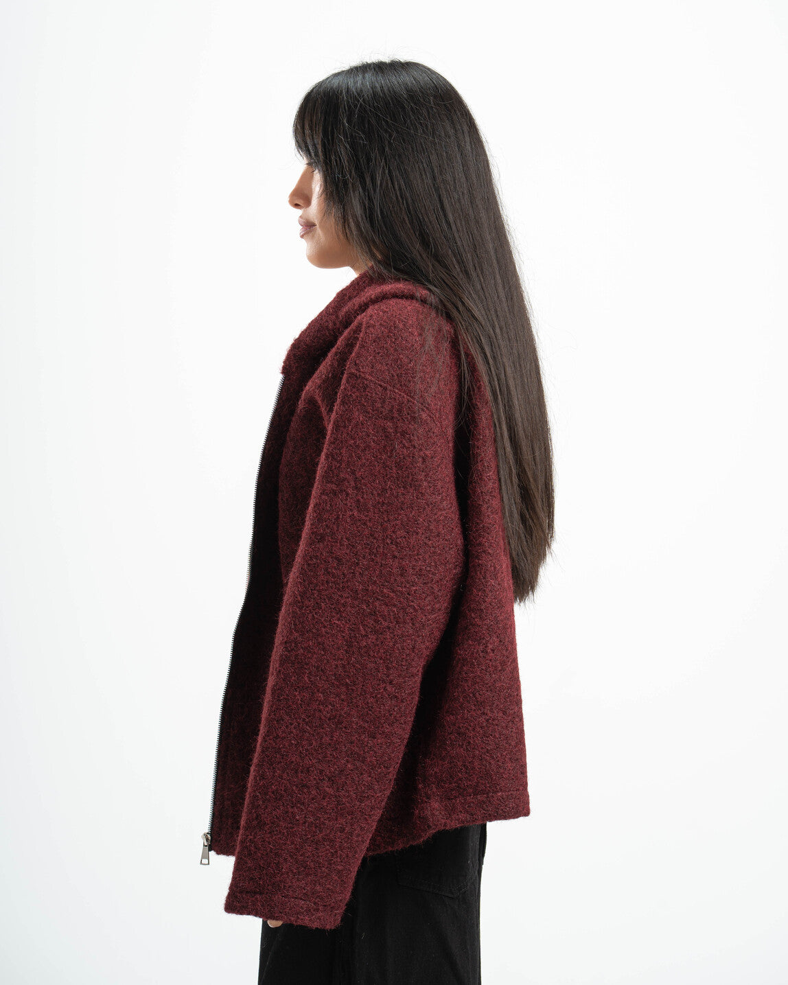 BURGUNDY MOHAIR JACKET