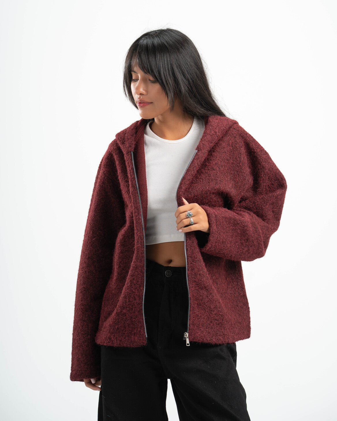 BURGUNDY MOHAIR JACKET