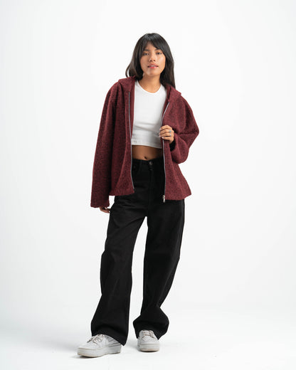 BURGUNDY MOHAIR JACKET