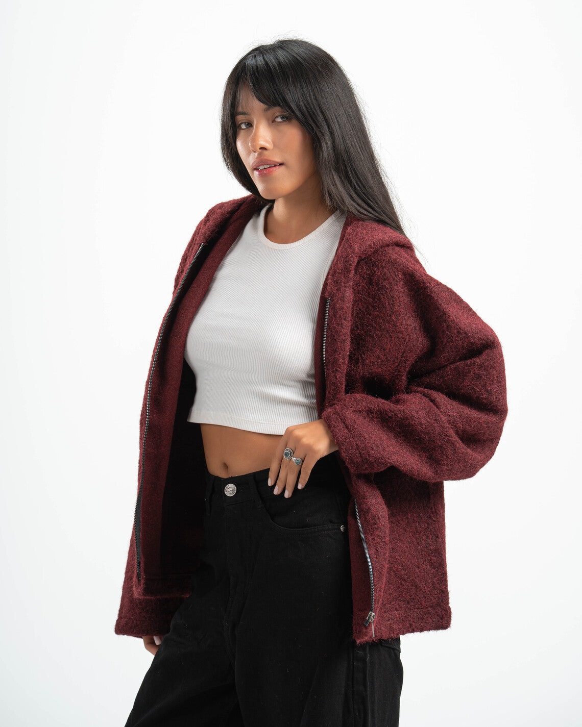BURGUNDY MOHAIR JACKET