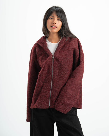 BURGUNDY MOHAIR JACKET