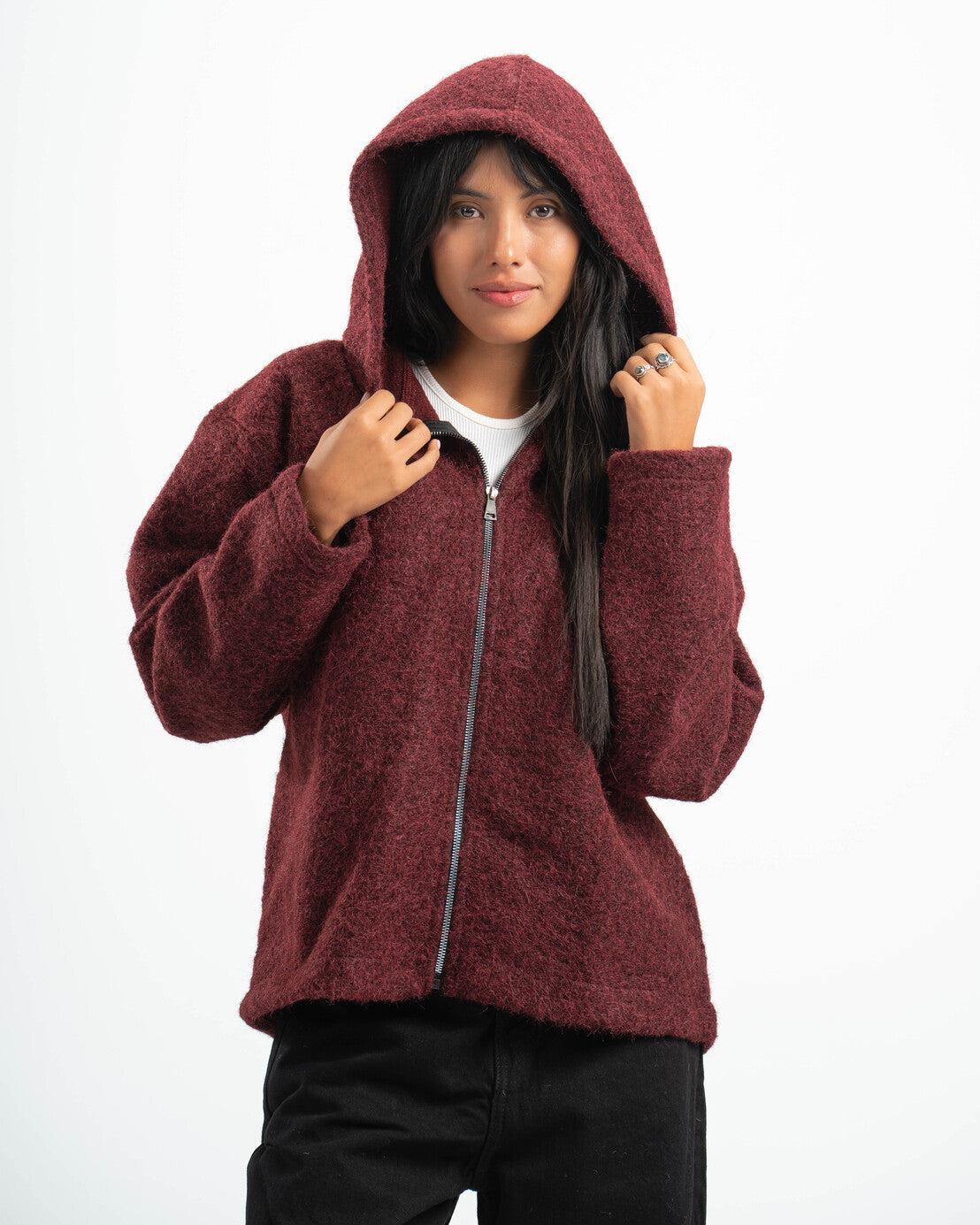 BURGUNDY MOHAIR JACKET
