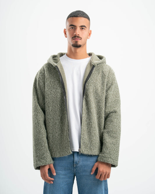 OLIVE MOHAIR JACKET
