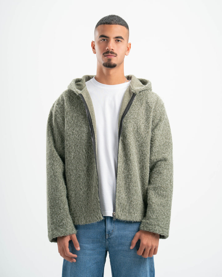 OLIVE MOHAIR JACKET