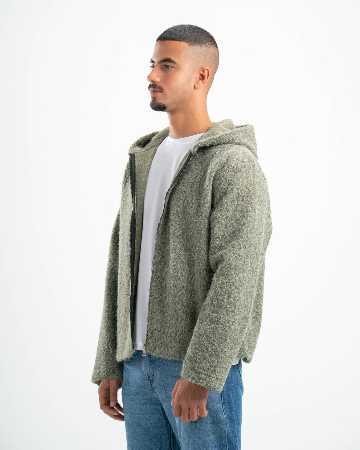 OLIVE MOHAIR JACKET