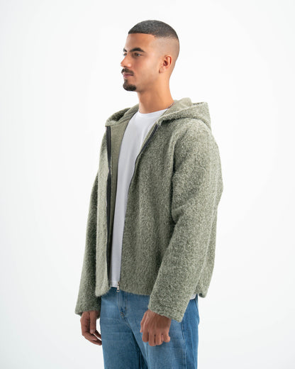 OLIVE MOHAIR JACKET