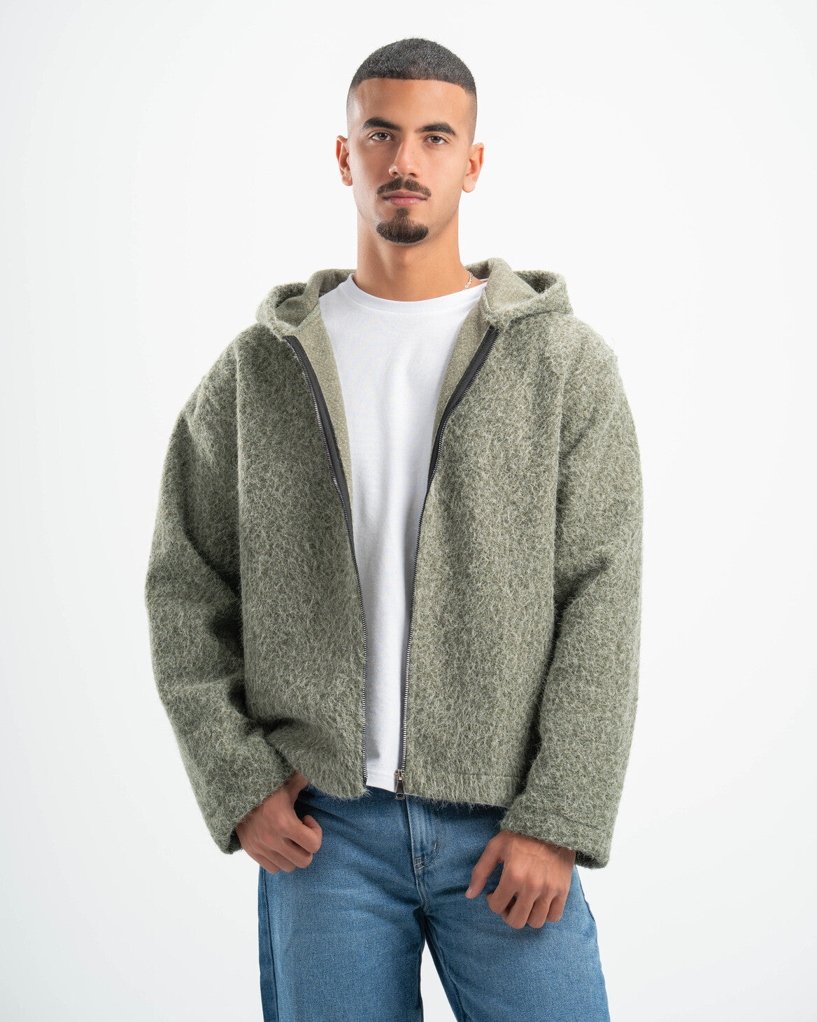 OLIVE MOHAIR JACKET