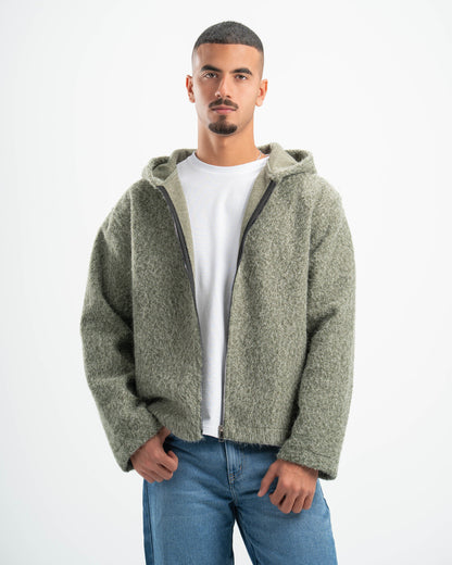 OLIVE MOHAIR JACKET