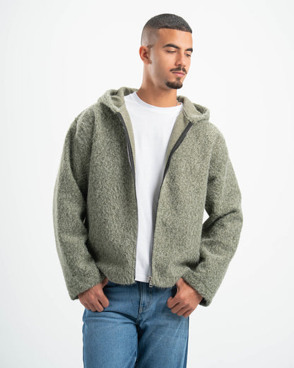 OLIVE MOHAIR JACKET