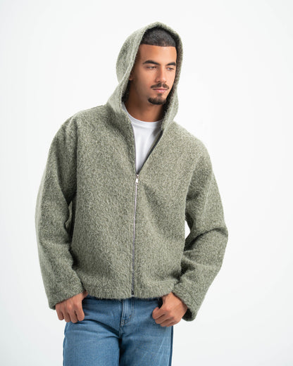 OLIVE MOHAIR JACKET