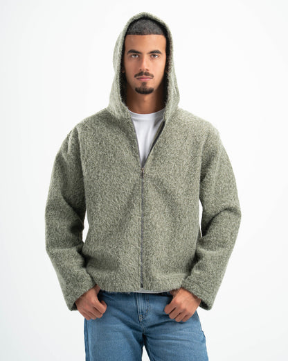 OLIVE MOHAIR JACKET