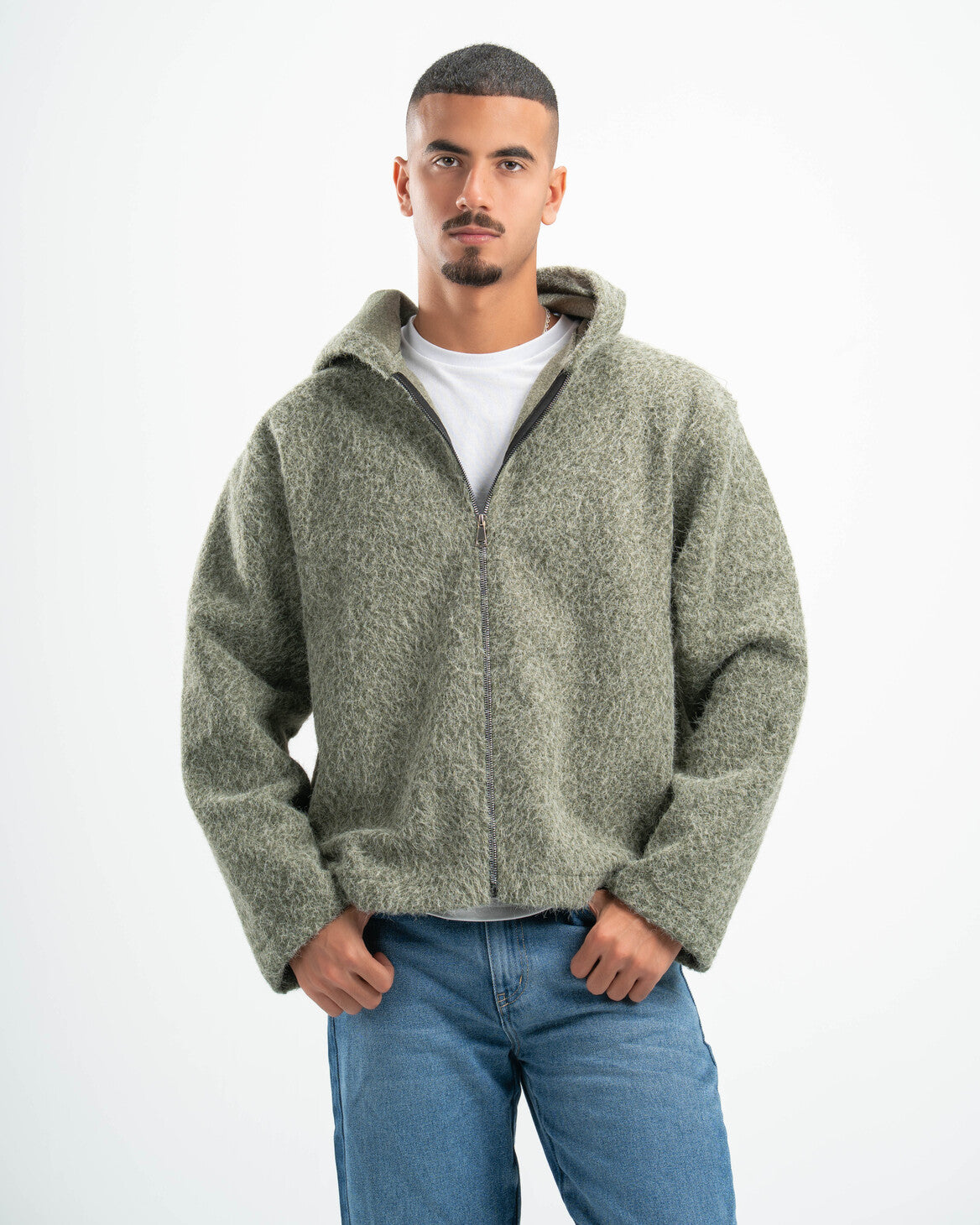 OLIVE MOHAIR JACKET