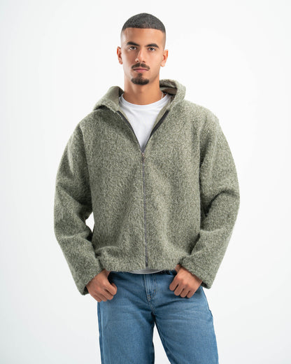 OLIVE MOHAIR JACKET