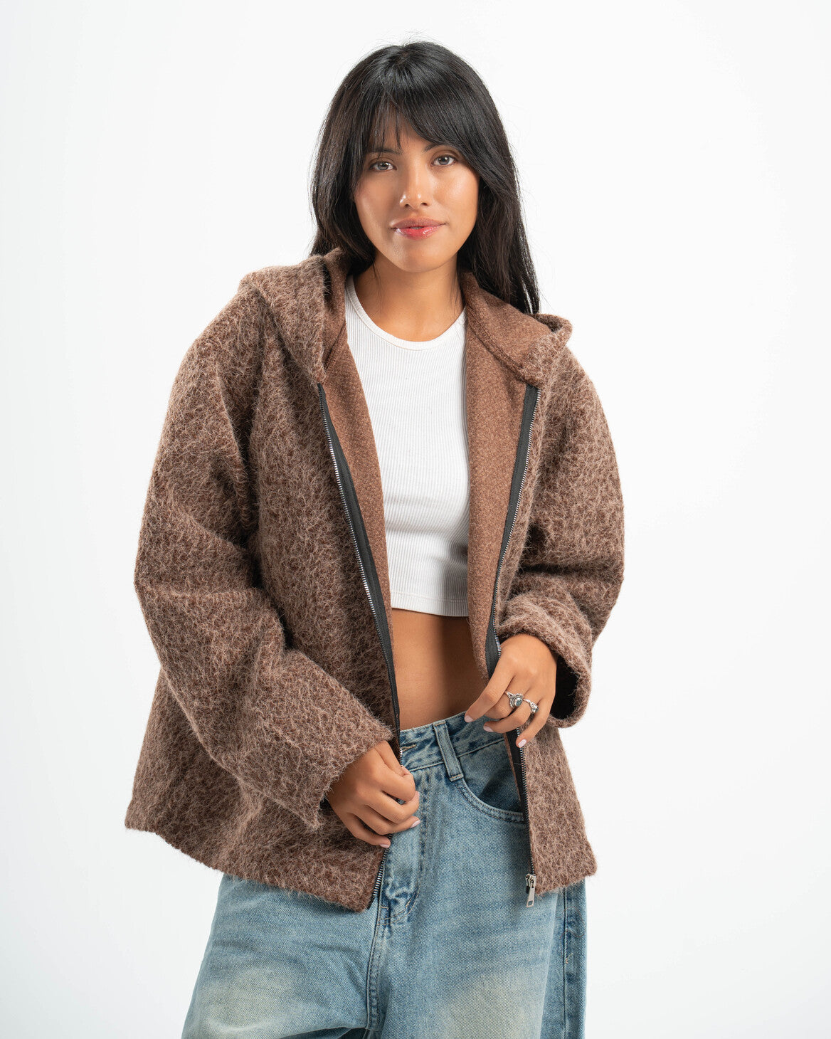 BROWN MOHAIR JACKET