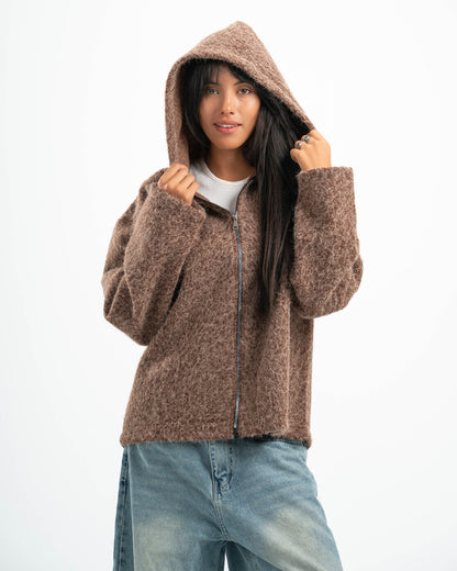 BROWN MOHAIR JACKET