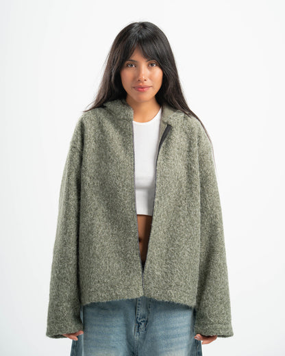 OLIVE MOHAIR JACKET