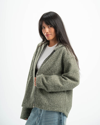 OLIVE MOHAIR JACKET