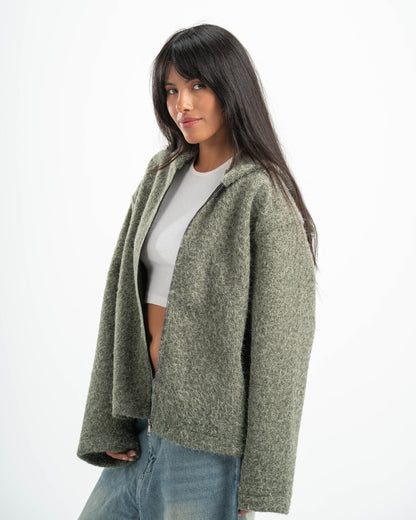 OLIVE MOHAIR JACKET