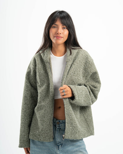 OLIVE MOHAIR JACKET