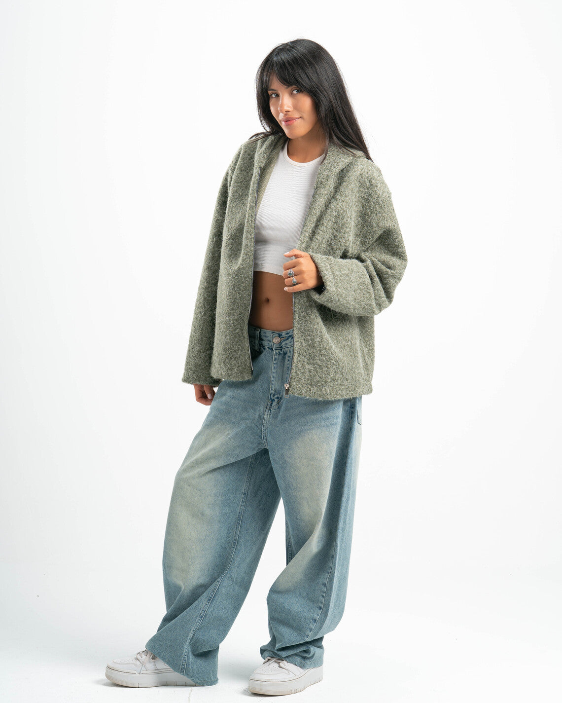 OLIVE MOHAIR JACKET