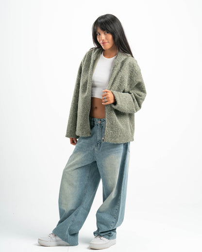 OLIVE MOHAIR JACKET