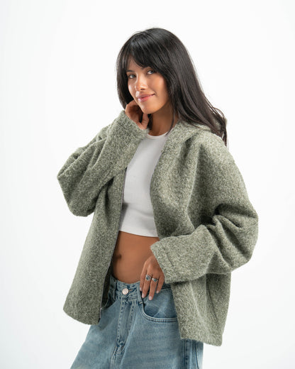 OLIVE MOHAIR JACKET