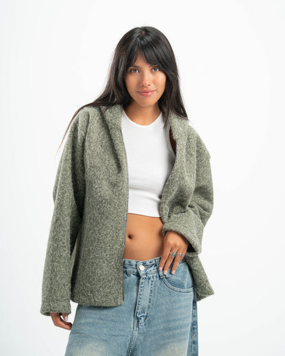 OLIVE MOHAIR JACKET