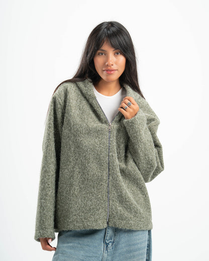 OLIVE MOHAIR JACKET