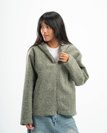 OLIVE MOHAIR JACKET