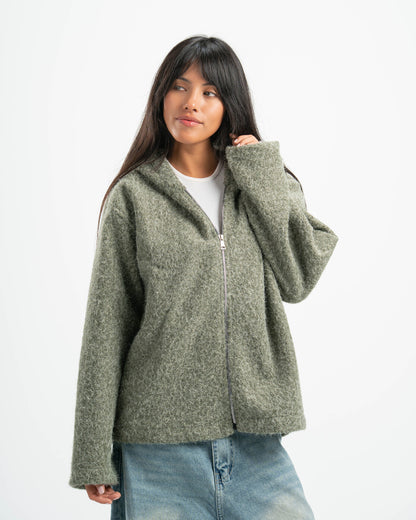 OLIVE MOHAIR JACKET