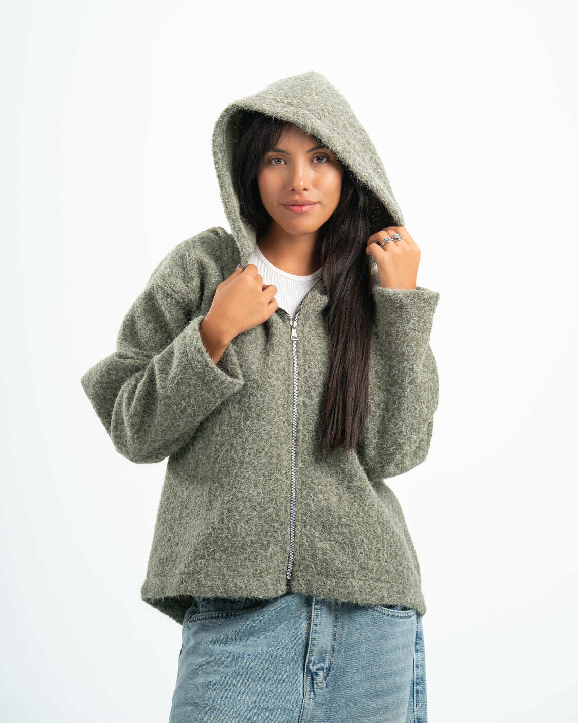 OLIVE MOHAIR JACKET