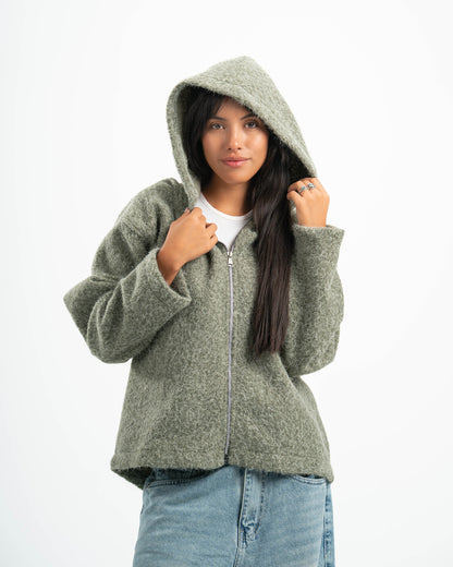 OLIVE MOHAIR JACKET