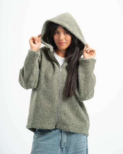 OLIVE MOHAIR JACKET